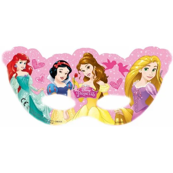 Papírové party masky Disney Princess od značky Procos, balení 6 kusů pro dětskou oslavu