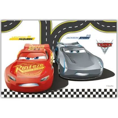 Plastový ubrus s motivem Cars od značky Procos na dětskou oslavu, rozměr 180 x 120 cm
