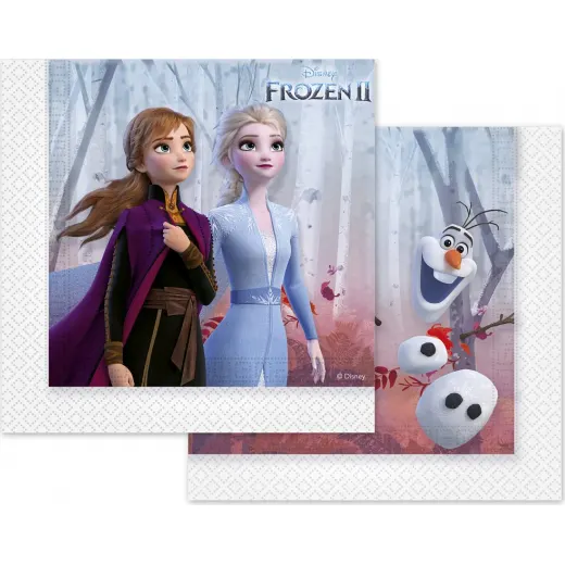 Papírové ubrousky s motivem Frozen o rozměru 33x33 cm, balení 20 ks, na dětskou oslavu