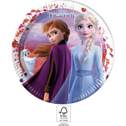 Papírové talíře Frozen o průměru 23 cm od značky Procos pro dětskou oslavu s motivem Ledového království