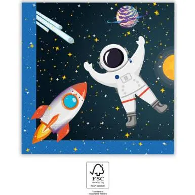 Papírové ubrousky Procos 33x33 cm s vesmírným motivem na dětskou oslavu