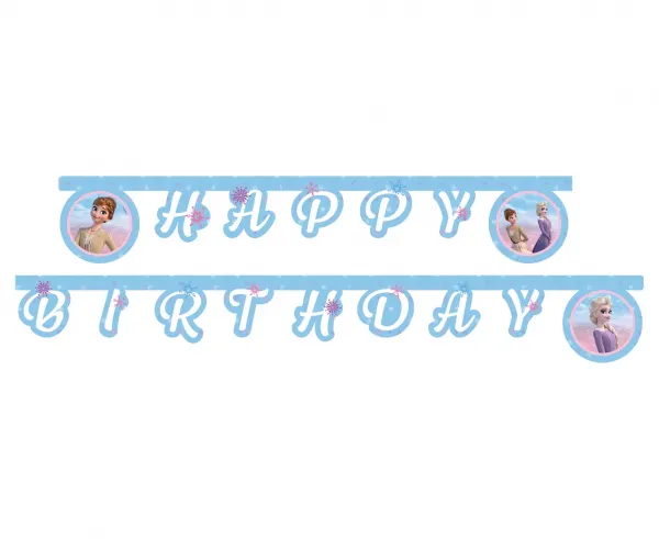 Narozeninový nápis Frozen Wind Spirit s textem Happy Birthday v délce 200 cm pro dekoraci party