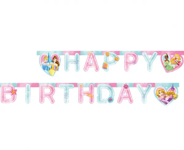 Narozeninový nápis Disney Princess Happy Birthday od značky Procos o délce 200 cm pro dětské oslavy