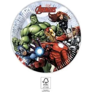 Papírové talířky s motivem Avengers o průměru 19,5 cm, balení 8 kusů od značky Procos