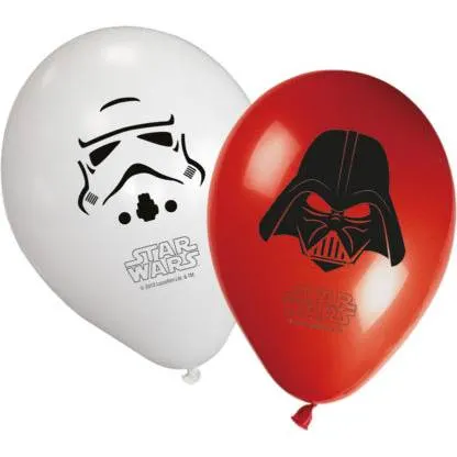 Nafukovací latexové balónky Star Wars značky Procos, balení 8 kusů s filmovým motivem na party dekoraci