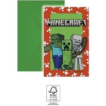 Papírové pozvánky s motivem Minecraftu, sada 6 kusů od značky Procos pro narozeninovou oslavu nebo party