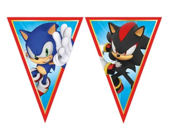 Vlaječková girlanda s motivem postavy Sonic v délce 230 cm na party dekoraci
