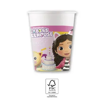 Papírové kelímky s motivem Gábinina kouzelného domečku od značky Procos, 8 ks, objem 200 ml, pro dětské oslavy