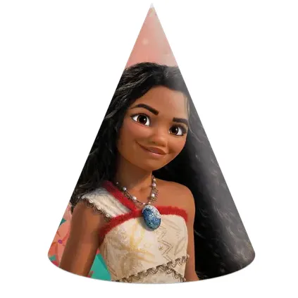 Papírové párty čepičky s motivem Vaiany z filmu Moana, balení 6 kusů pro dětskou oslavu