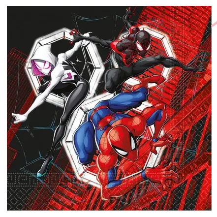 Papírové ubrousky s motivem Spider-Mana od značky Procos, 20 kusů o rozměru 33x33 cm na dětskou oslavu