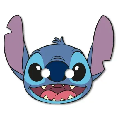 Papírové masky Stitch od značky Procos, balení 6 kusů pro dětskou Disney párty