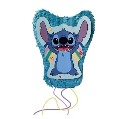 Piňata ve tvaru postavy Stitche od značky Procos, rozměry 32 x 27 cm, určená ke hře na rozbití na dětských oslavách