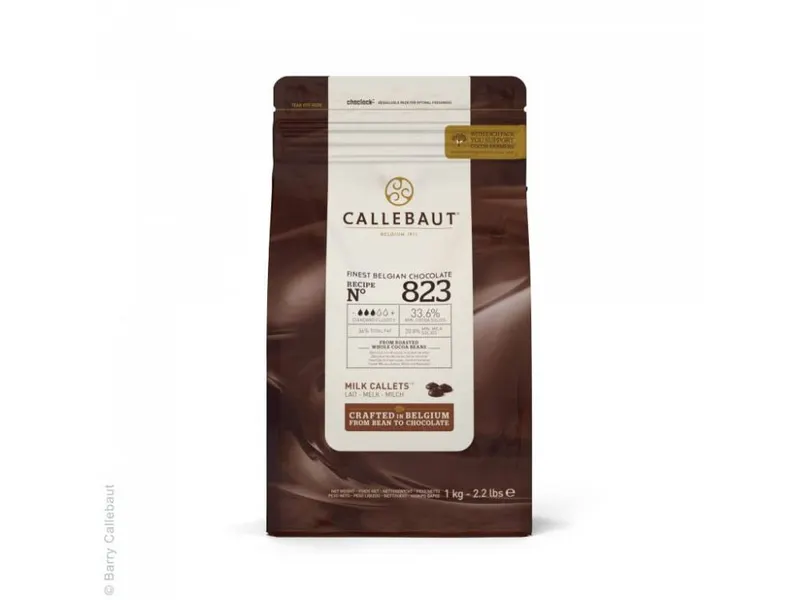 Callebaut pravá mléčná čokoláda 33,6 % v balení 1 kg pro cukrářské zpracování a tvoření krémů a polev