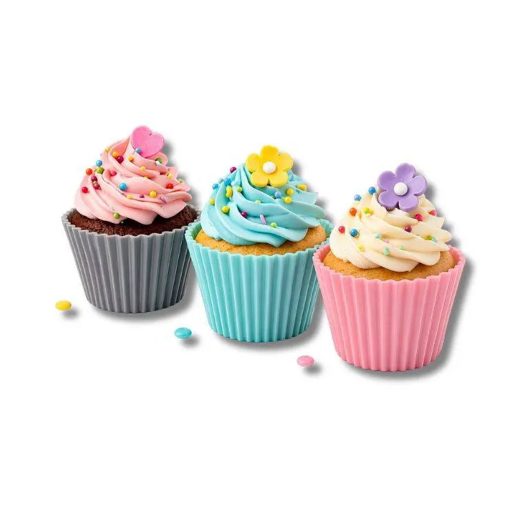 Silikonové košíčky na muffiny v růžové, modré a šedé barvě, sada 6 kusů pro pečení muffinů a cupcakes