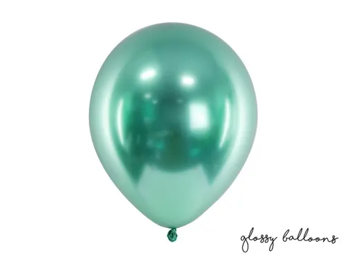 Zelený chromový balonek PartyDeco o průměru 30 cm s lesklým zrcadlovým povrchem na oslavy a party dekorace