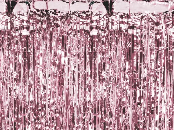 Třpytivý party závěs v rose gold odstínu o rozměru 90 x 250 cm na dveře pro oslavy a párty
