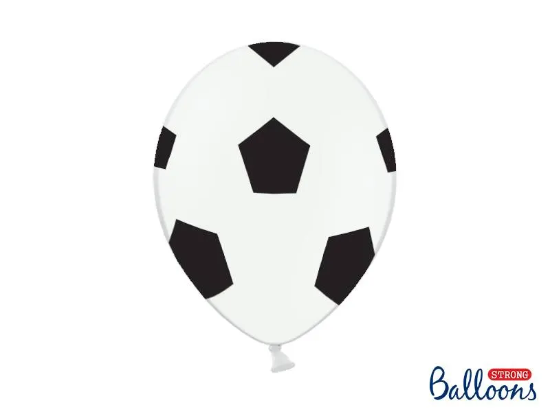 Sada šesti nafukovacích balónků PartyDeco s bílo-černým fotbalovým motivem o velikosti 30 cm na oslavu