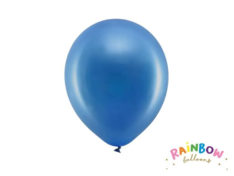 Modré metalické balónky PartyDeco o průměru 23 cm, sada 10 kusů na narozeninové a party dekorace