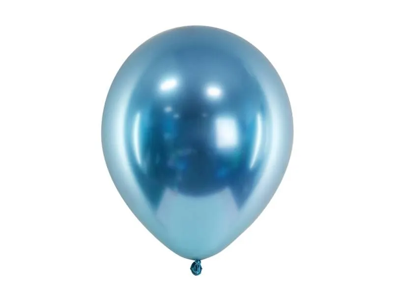 Lesklé modré latexové balónky PartyDeco o průměru 30 cm, sada 10 kusů na party dekoraci