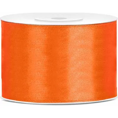 Oranžová saténová stuha o šířce 50 mm a délce 25 m značky PartyDeco na zdobení dortů a dárků
