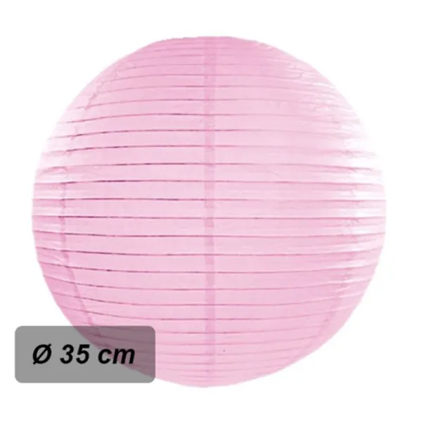 Kulatý papírový lampion v růžové barvě o průměru 35 cm pro dekoraci oslav a svateb