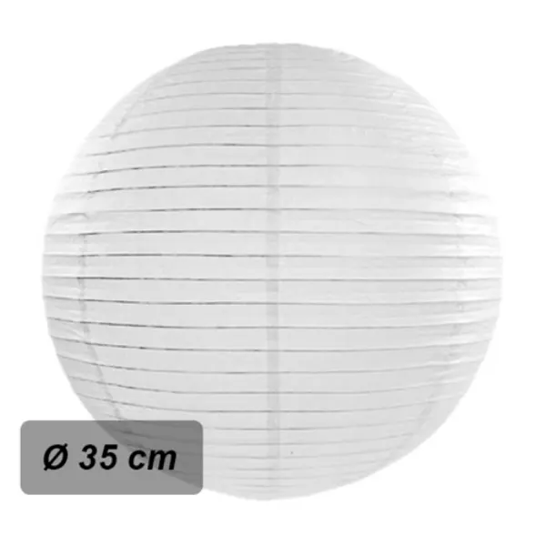 Kulatý bílý papírový lampion o průměru 35 cm na závěsnou slavnostní dekoraci