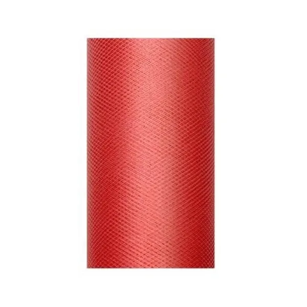 Červený dekorační tyl od značky PartyDeco v délce 9 m a šířce 30 cm pro výzdobu stolů a oslav