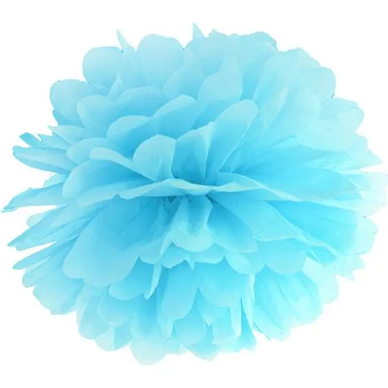Tkáňový papír pompom PartyDeco v nebeské modré barvě o průměru 25 cm na party dekoraci