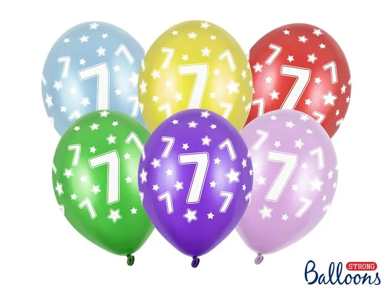 Sada šesti metalických nafukovacích balónků PartyDeco o průměru 30 cm v náhodných barvách na dětské narozeniny