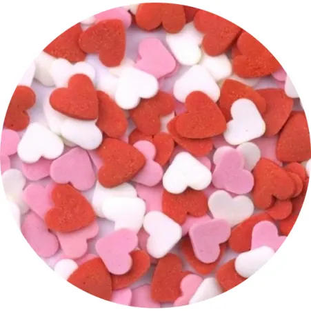 Cukrové zdobení ve tvaru srdíček od značky Dekor Pol, 40 g, na dekoraci dortů a cupcakes