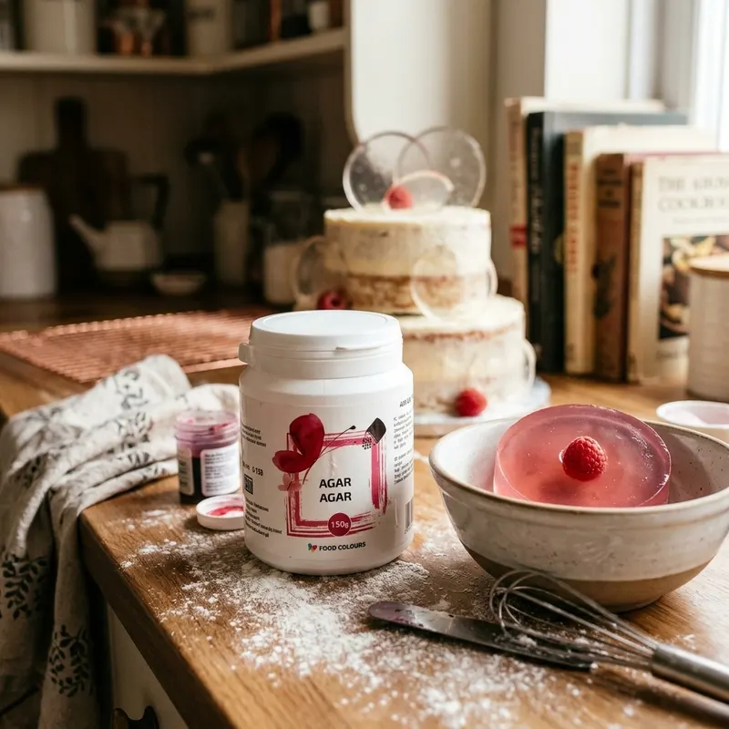 Agar agar 850 od značky Food Colours, rostlinné želírující činidlo z mořských řas pro pevné želé a krémy, balení 150 g