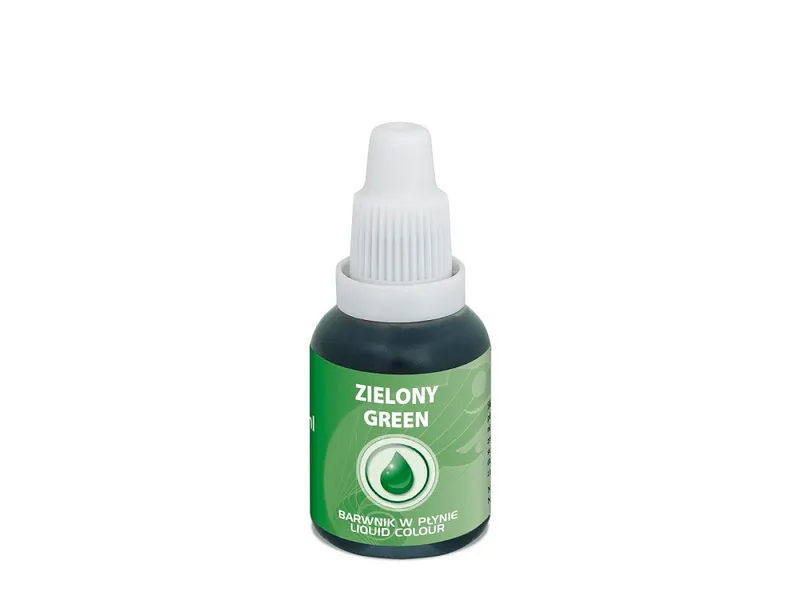 Tekutá potravinářská airbrush barva Food Colours v zelené barvě, objem 20 ml, pro zdobení dortů a cukrářských výrobků
