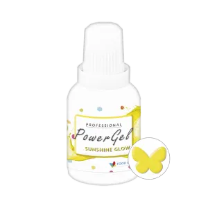 Gelová barva Food Colours PowerGel Sunshine Glow v zlatožluté barvě pro vybarvení dortů, krémů a marcipánu