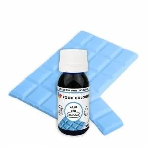 Tekutá azurově modrá barva Food Colours do čokolády ke zbarvení polev, ganache a krémů pro cukrářské dekorace