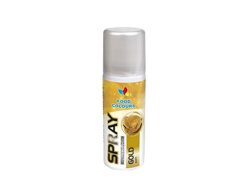 Barva ve spreji Food Colours New Gold zlatá v objemu 50 ml na zdobení dortů a dezertů