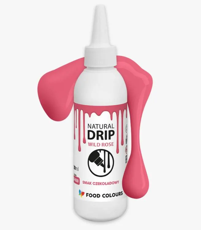Čokoládová poleva Food Colours Natural Drip Wild Rose v láhvi 100 g na stékající dekoraci dortů