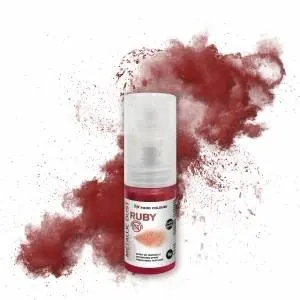 Třpytky v rozprašovači Food Colours Ruby Metallic Dust pro zdobení dortů a cukrářských výrobků v rubínově metalické barvě