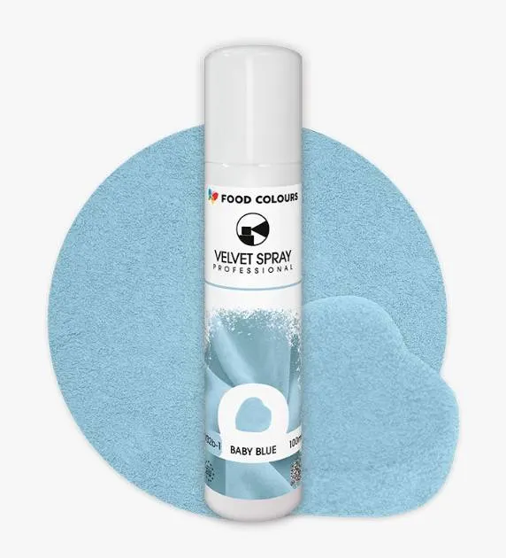 Sametový sprej Food Colours v odstínu Baby Blue pro matný barevný efekt na dortech a zákuscích