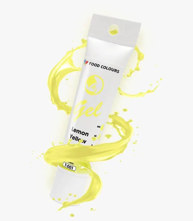 Gelová barva Food Colours v tubě, citrónově žlutá, 30 g, na barvení krémů a potahových hmot pro dorty