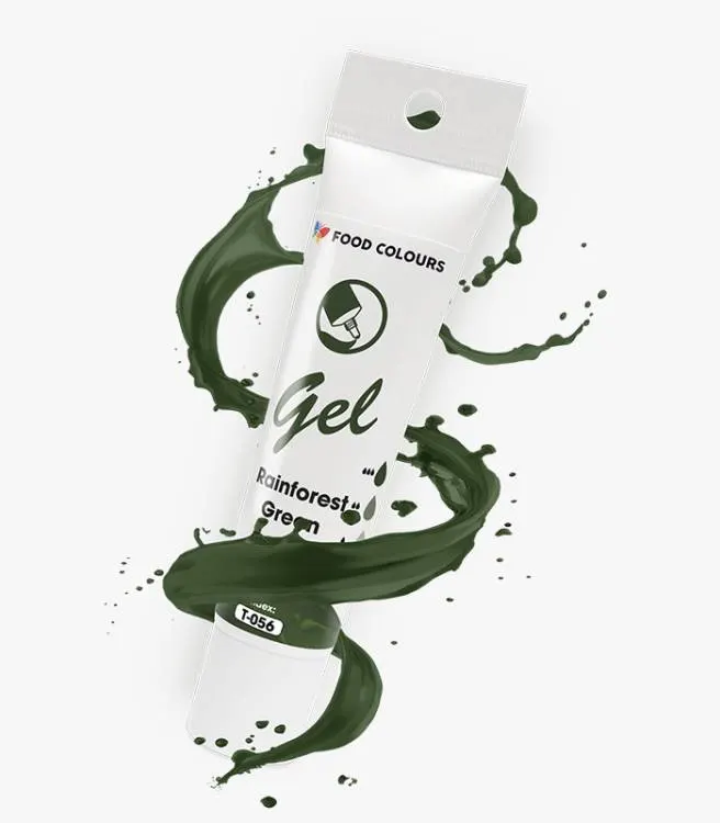 Gelová barva Food Colours v odstínu Rainforest Green v tubě o objemu 30 g pro obarvení dortů, marcipánu a krémů