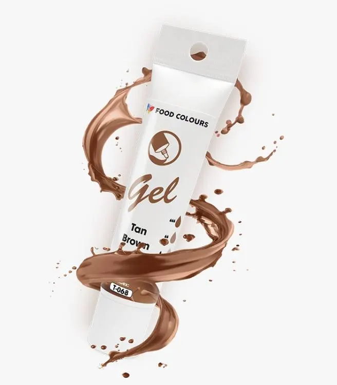 Gelová barva v tubě značky Food Colours v odstínu Tan Brown pro barvení krémů, těst a potahovací hmoty