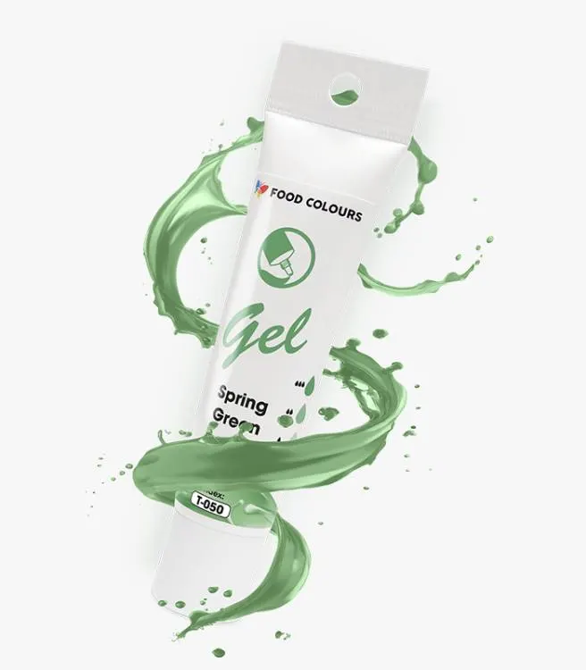 Gelová barva v tubě Food Colours v odstínu Spring Green určená k barvení krémů a potahů pro cukrářské účely