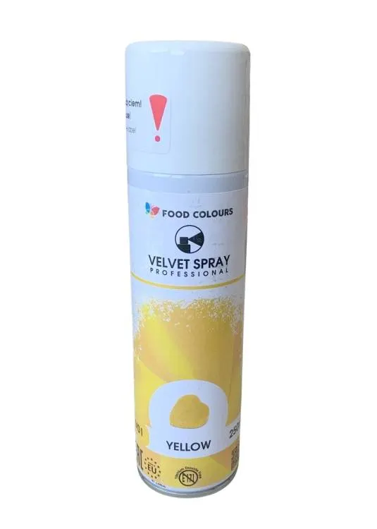 Sametový sprej Food Colours v žluté barvě pro dekorování dortů a dezertů