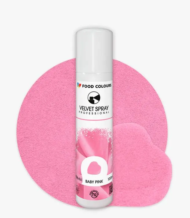 Sametový sprej Food Colours v odstínu Baby Pink pro jemný matný efekt na dortech a dezertech