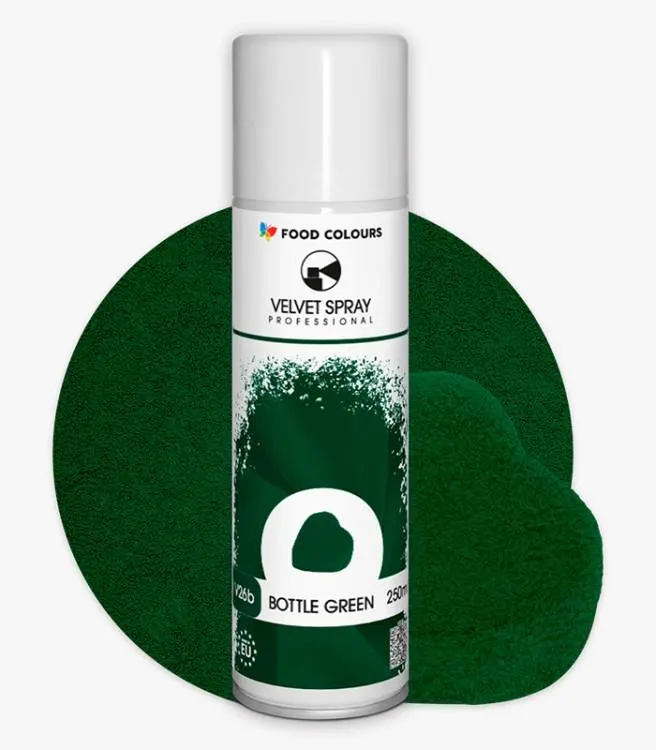 Sametový sprej Food Colours v odstínu Bottle Green pro dekorování dortů a zákusků