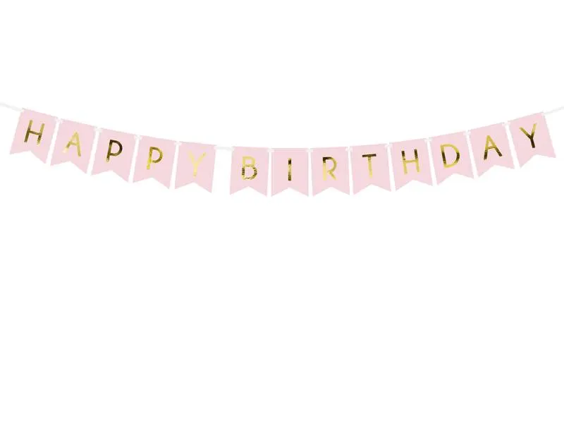 Růžová narozeninová girlanda PartyDeco s nápisem Happy Birthday pro dětské i rodinné oslavy