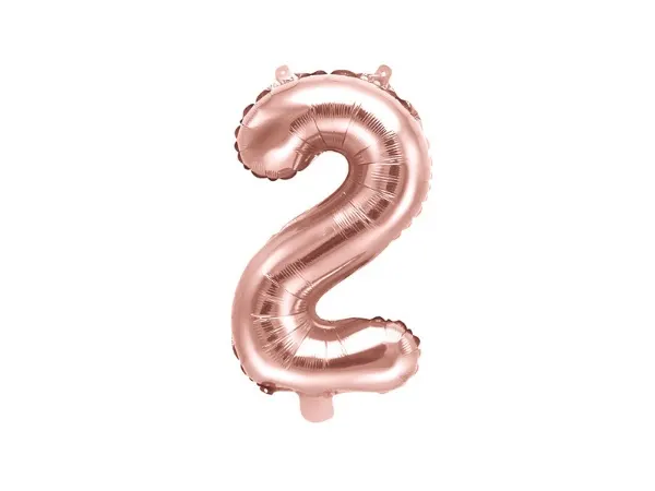 Foliová číslice 2 v rose gold barvě o velikosti 35 cm od značky PartyDeco na oslavu narozenin nebo svatby