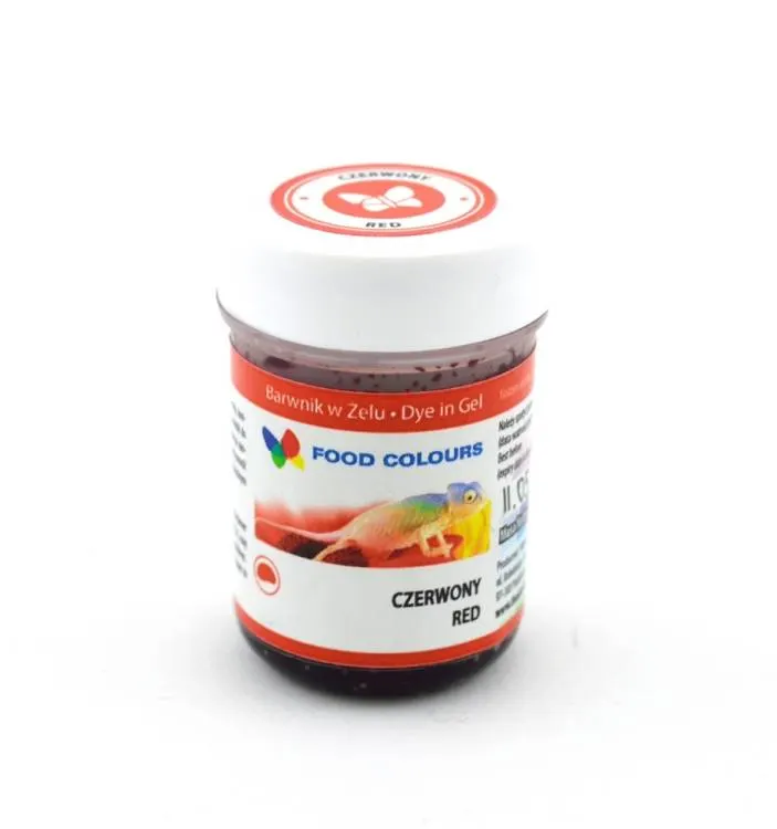 Gelová potravinářská barva Food Colours v červeném odstínu, 35 g, pro barvení krémů, marcipánu a potahovacích hmot