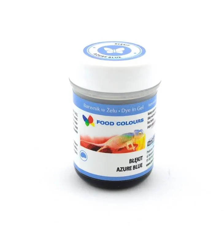 Gelová barva Food Colours v azurově modrém odstínu o hmotnosti 35 g pro barvení dortů, krémů a marcipánu