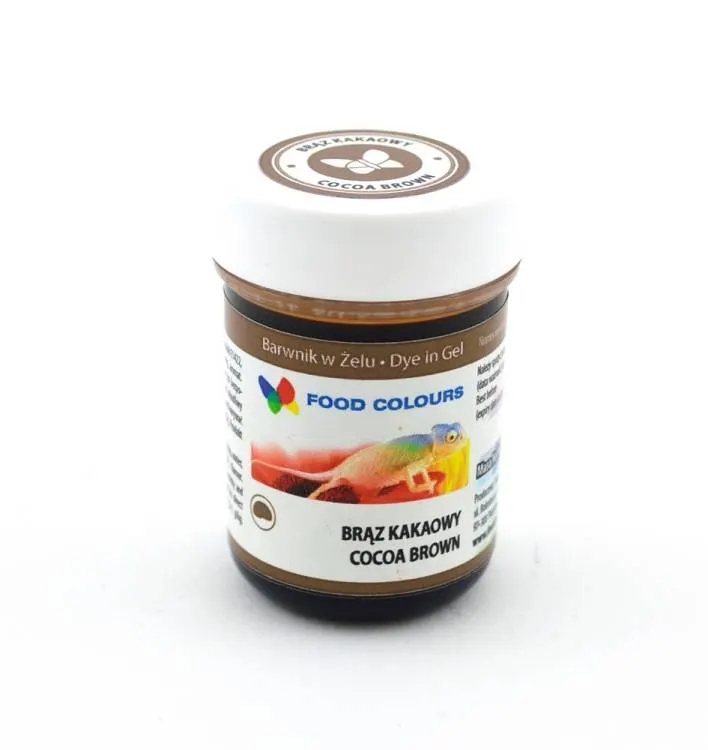 Gelová barva Food Colours v kakaově hnědém odstínu Cocoa Brown pro barvení dortových krémů a potahových hmot